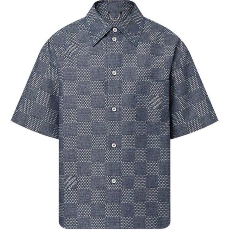 LOUIS VUITTON Damier Short-Sleeved Chambray Shirt