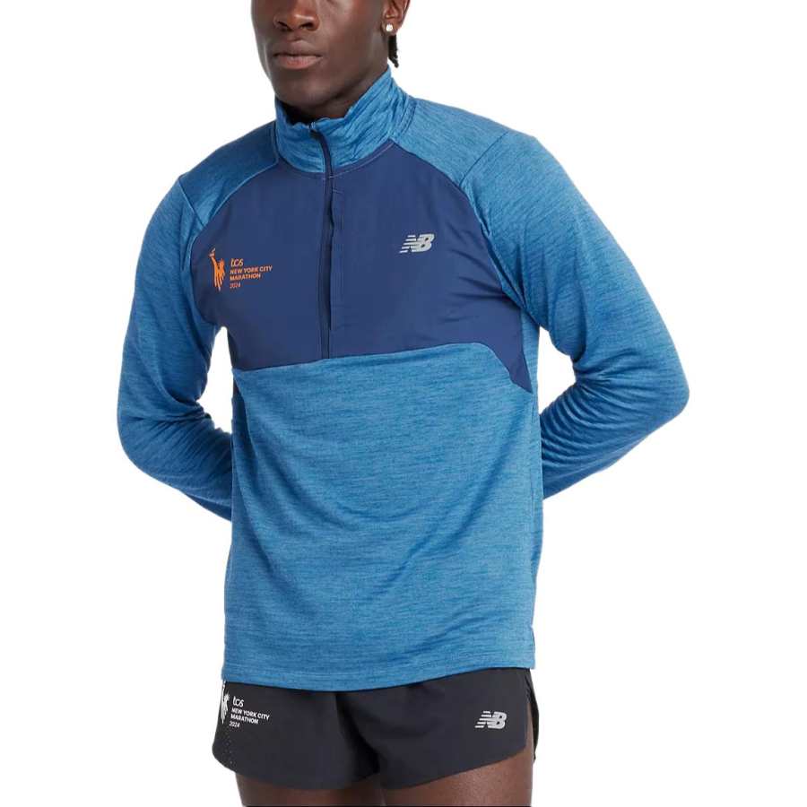 New Balance New Balance NYC Marathon AthleticsHeat Grid Sweatshirt Men's Pale Egret Blue