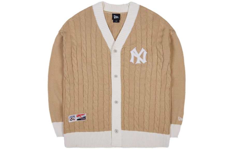 New Era Sweaters Unisex Khaki V Neck Moderate