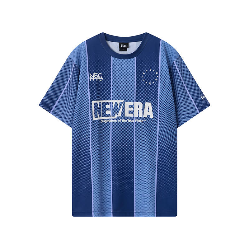 New Era T Shirts Unisex Blue Crew Neck Moderate
