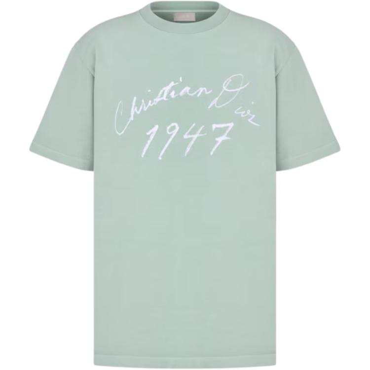 DIOR Letter Logo Pattern Crew Neck Loose Fit Short Sleeved FW24 T Shirt Men's Green