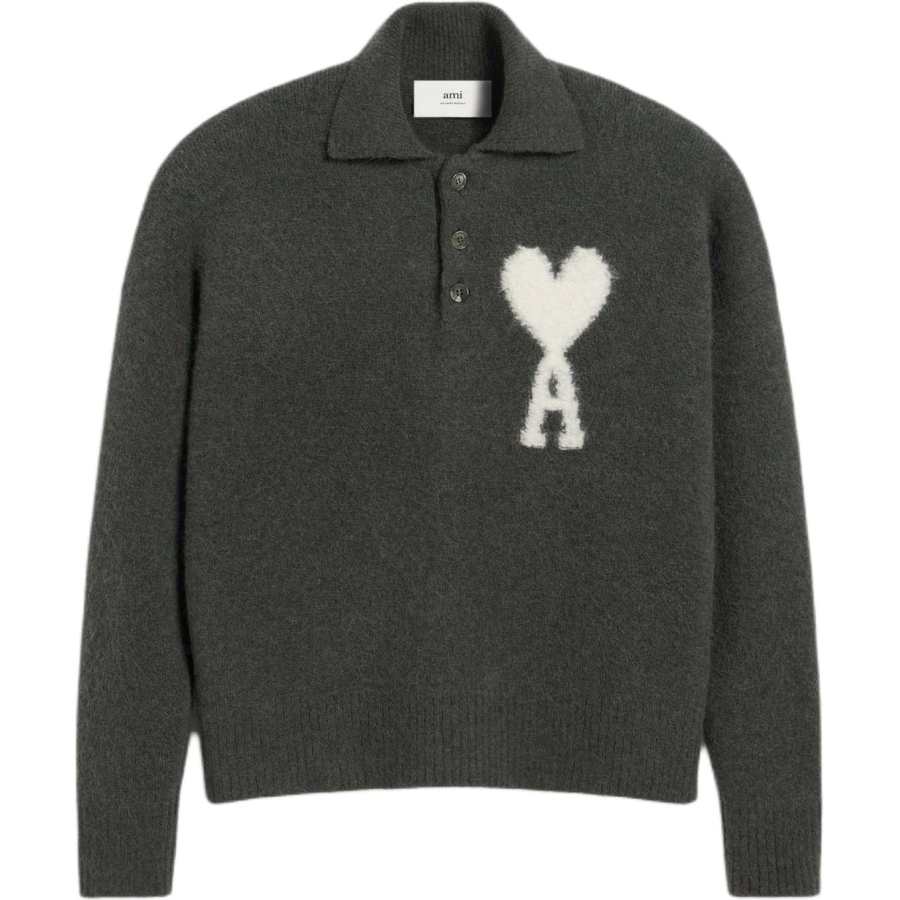 AMIPARIS Paris Ami De Coeur Knit Polo Sweater