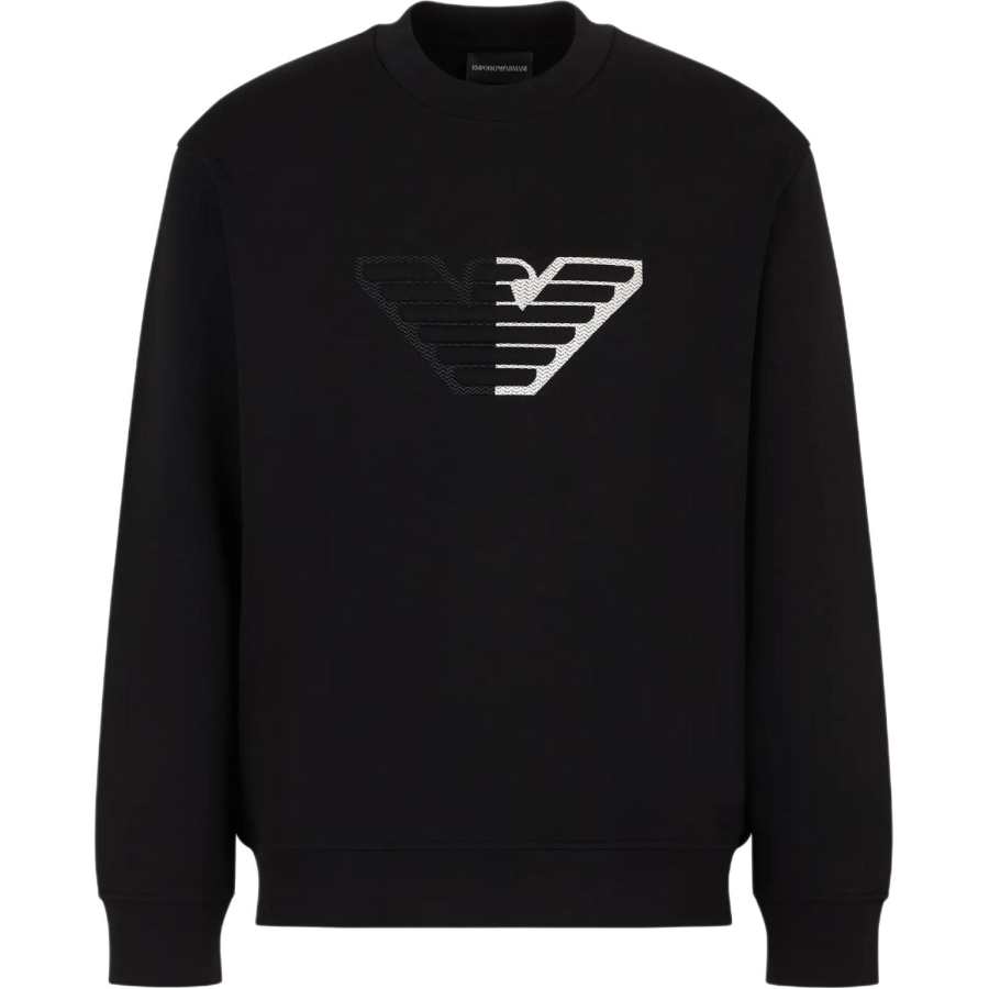 EMPORIO ARMANI Double-jersey Sweatshirt With Embossed Oversized Eagle On A Chevron Background