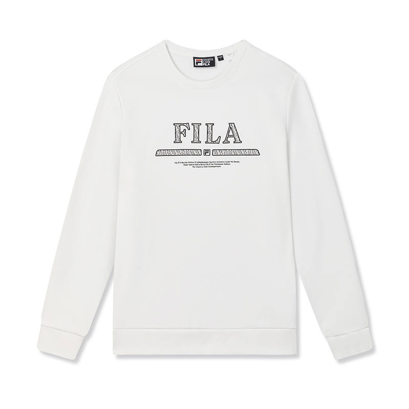 FILA Simple And Comfortable Round Neck Fleece Pullover Sweatshirt Men's Early Snow
