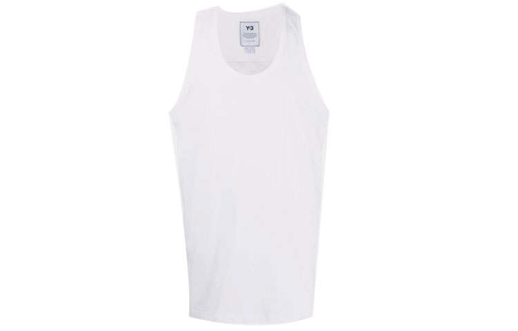 Y-3 Y 3 Tank Tops Men's White Crew Neck Straight Fit