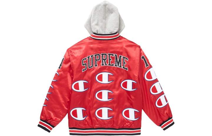 Supreme Supreme Champion Hooded Satin Varsity Jacket