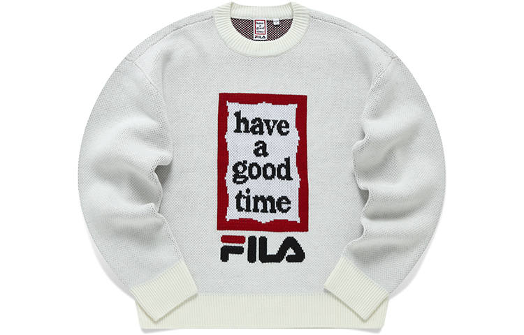 FILA Have A Good Time Collection Sweaters Unisex Vanilla White Crew Neck Moderate
