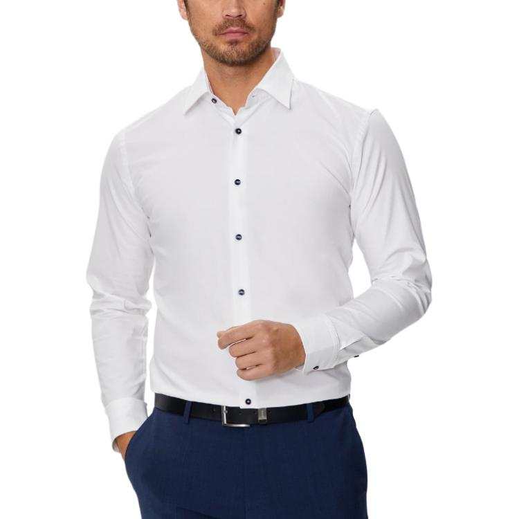 HUGO BOSS Shirts Men's White Lapel Moderate Other