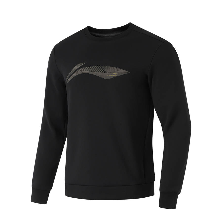 Li-Ning Li Ning Fitness, Sports Fashion Letter Crew Neck Loose Fit Comfortable Thermal Fleece Lined Long Sleeved Sweatshirt