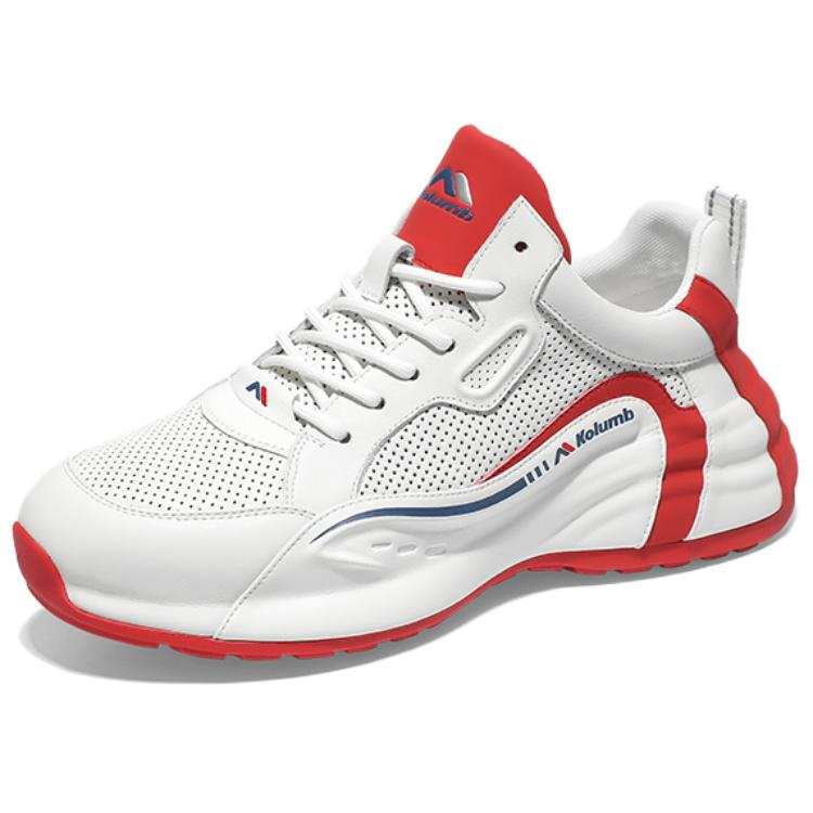 Kolumb Slip Resistant Support Lightweight Low top Casual Shoes Unisex White Red