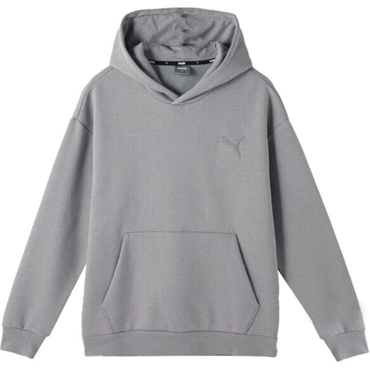 PUMA Elevated HOODIE FL Athleisure Fleece Lined Loose Fit Sweatshirt Men's Gray