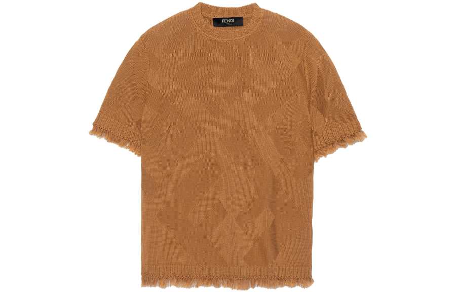 FENDI Sweaters Men's Brown Crew Neck Moderate Other