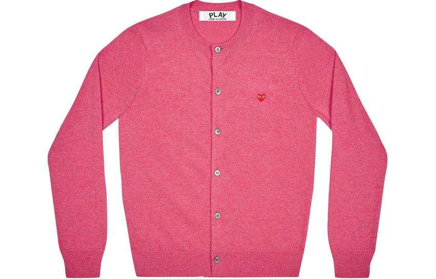 CDG Play Sweaters Unisex Pink Crew Neck Moderate Cardigan