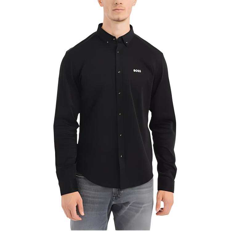 HUGO BOSS Shirts Men's Black Pointed Collar Moderate Other