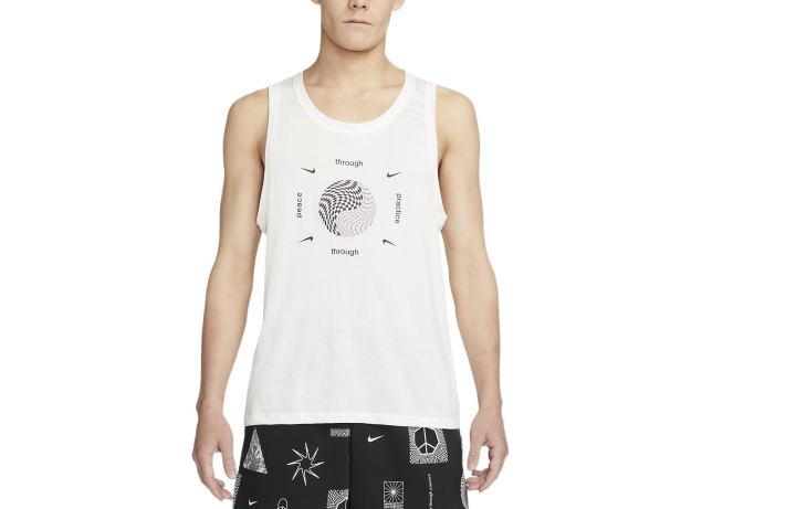 Nike Nike Tank Tops Men's White Crew Neck Moderate Straight Fit