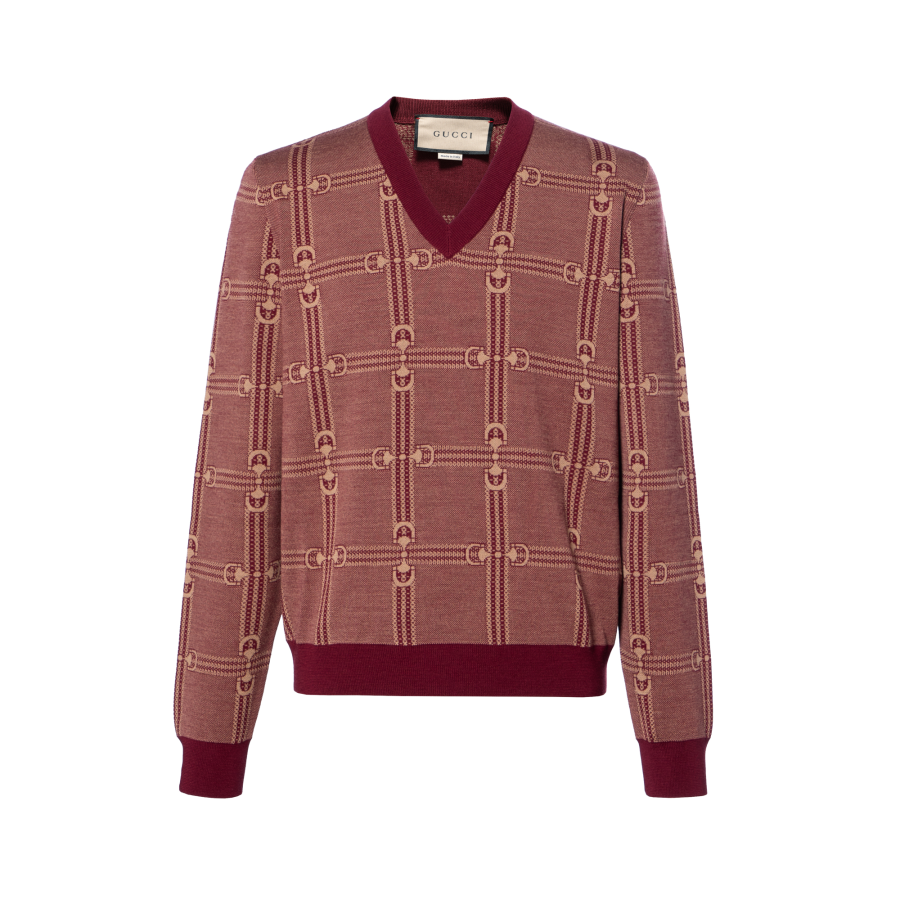 GUCCI Sweaters Men's Red V Neck Moderate Other