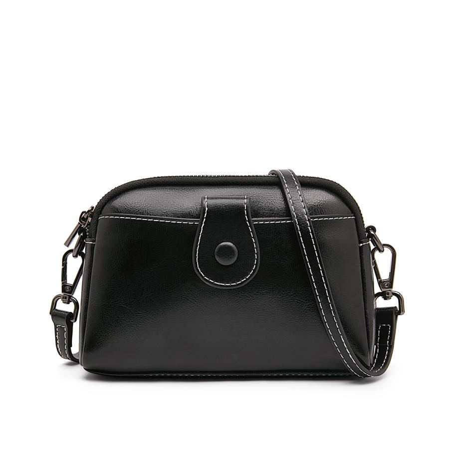 LAORENTOU Cow Split Leather Crossbody Bags Regular Women's Black/White