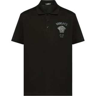 VERSACE Medusa Head embroidered Cotton Polo Shirt