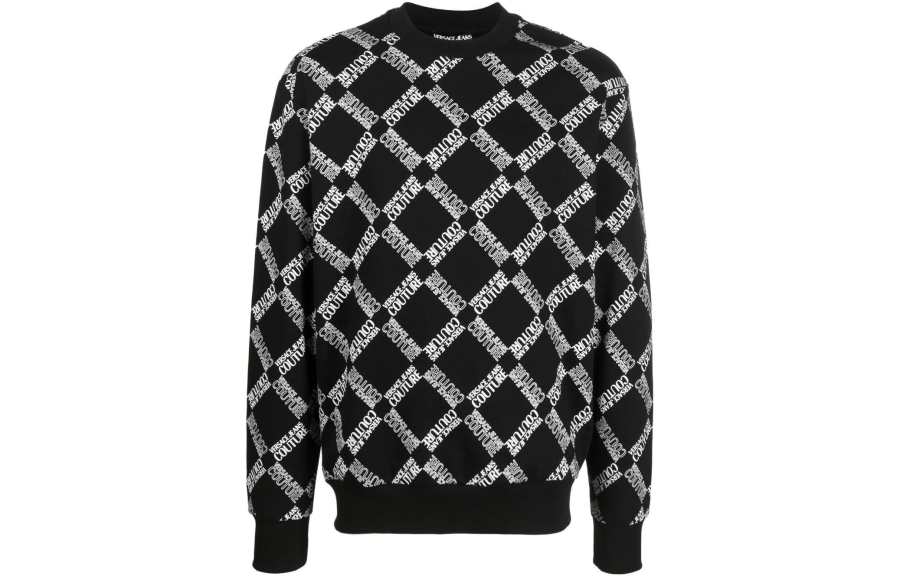 VERSACE JEANS COUTURE Sweaters Men's Black Crew Neck Moderate Base Layer