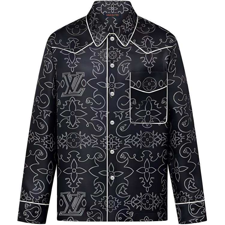 LOUIS VUITTON LOUIS VUITTON Printed Long-Sleeved Silk Pyjama Overshirt