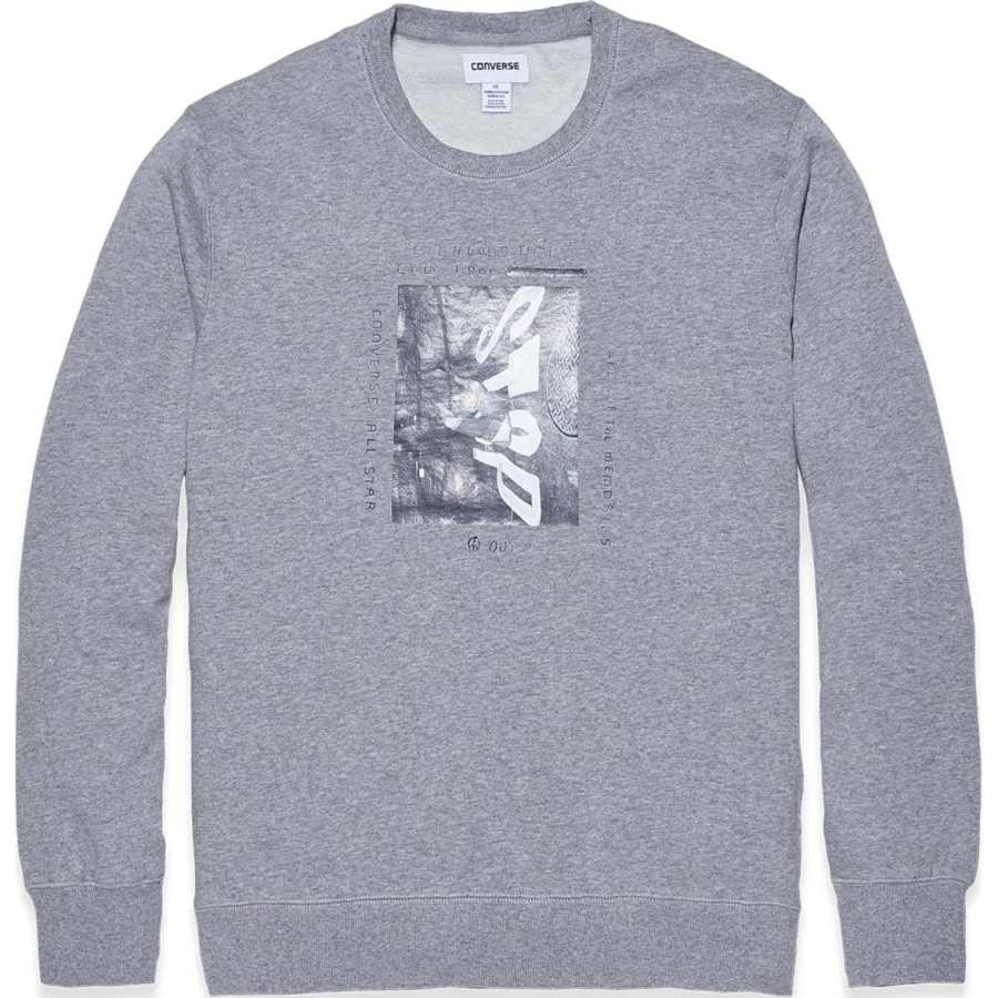 Converse Converse Sweatshirts Men's Gray Crew Neck Moderate