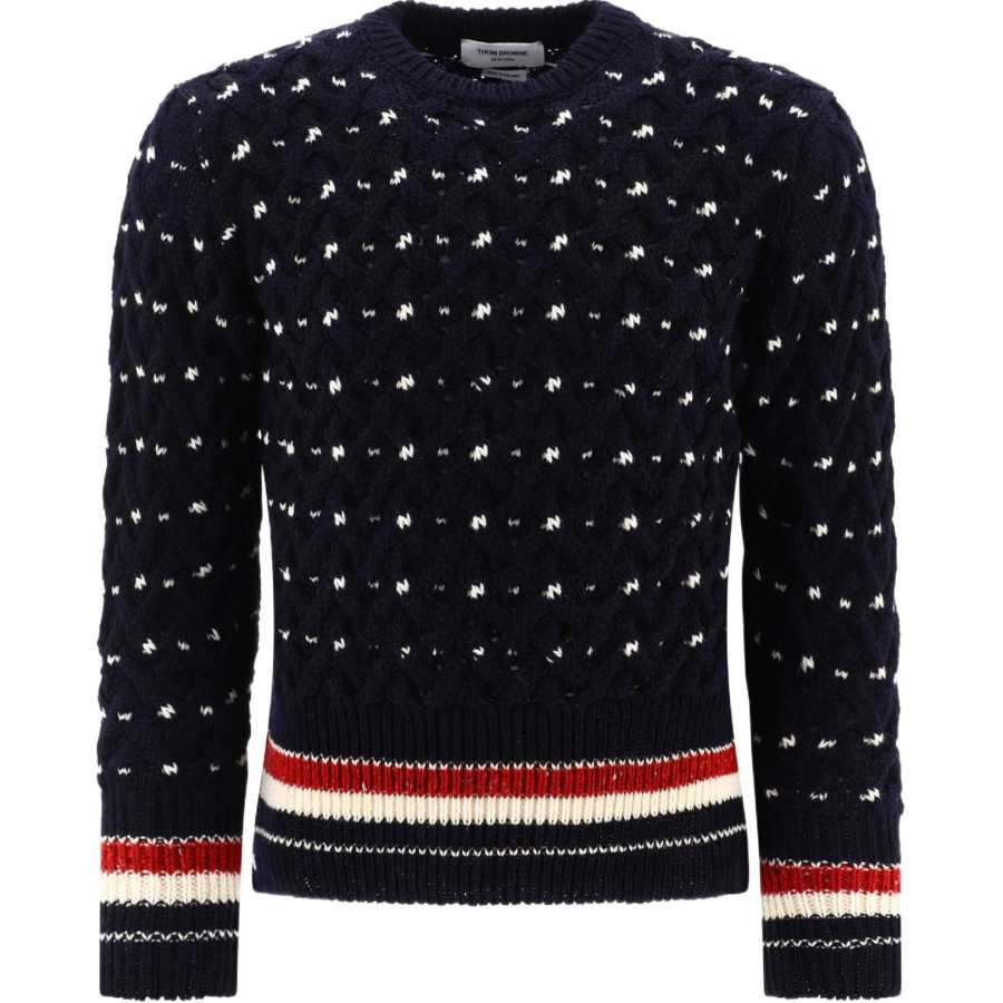 THOM BROWNE THOM BROWNE Thome Brown Crewneck Cable Knit Sweater