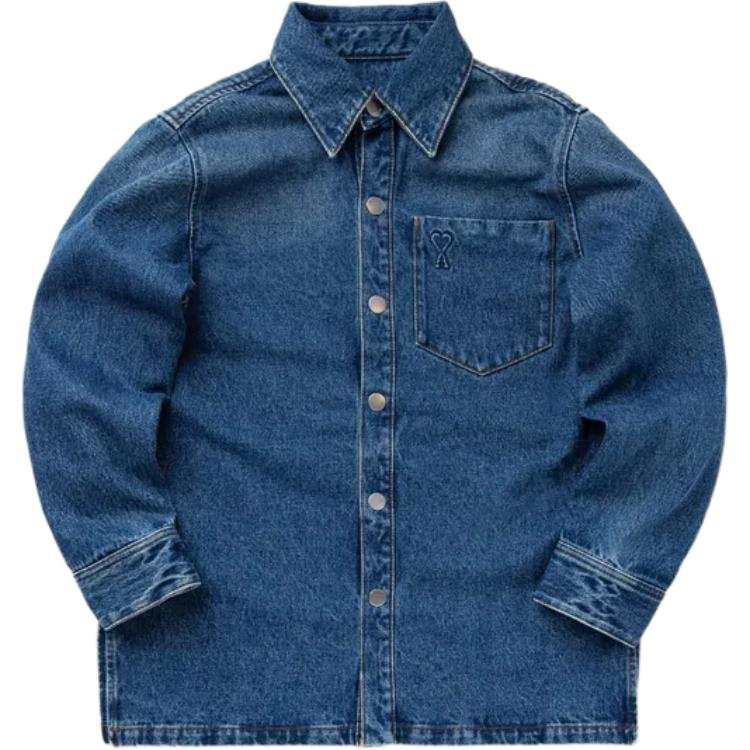 AMIPARIS Paris Ami De Coeur Logo Embossed Denim Jacket