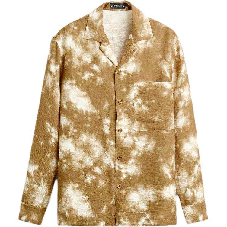 ZARA Shirts Men's Camel/White Lapel Moderate Other