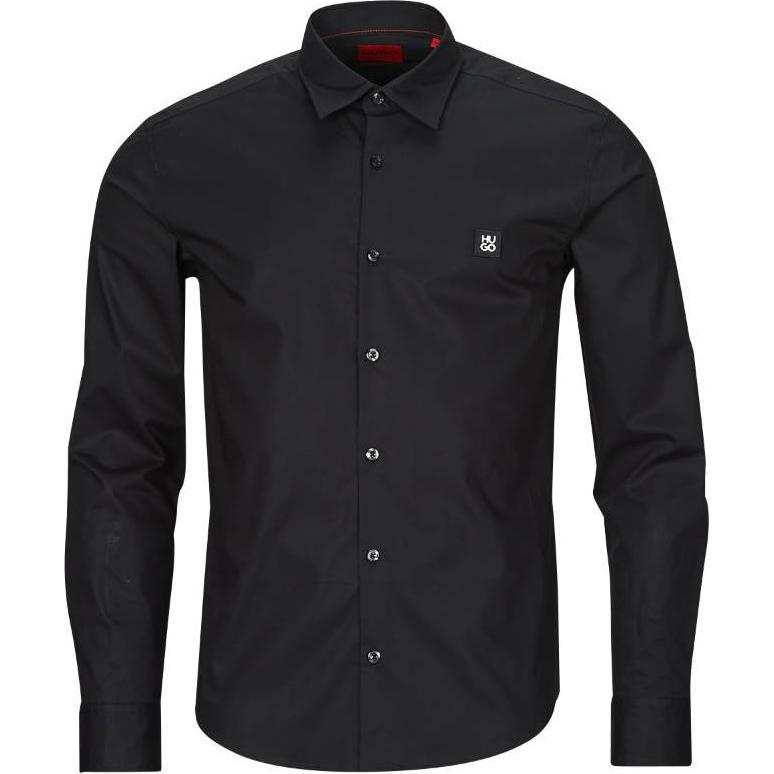 HUGO BOSS Shirts Men's Black Lapel Moderate Other