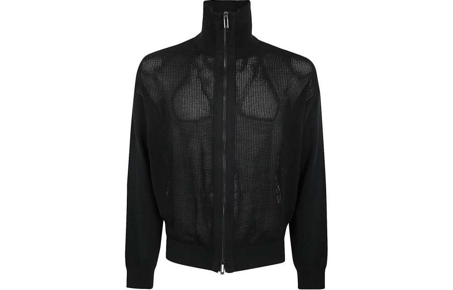 EMPORIO ARMANI High Neck Zipped Knitted Cardigan
