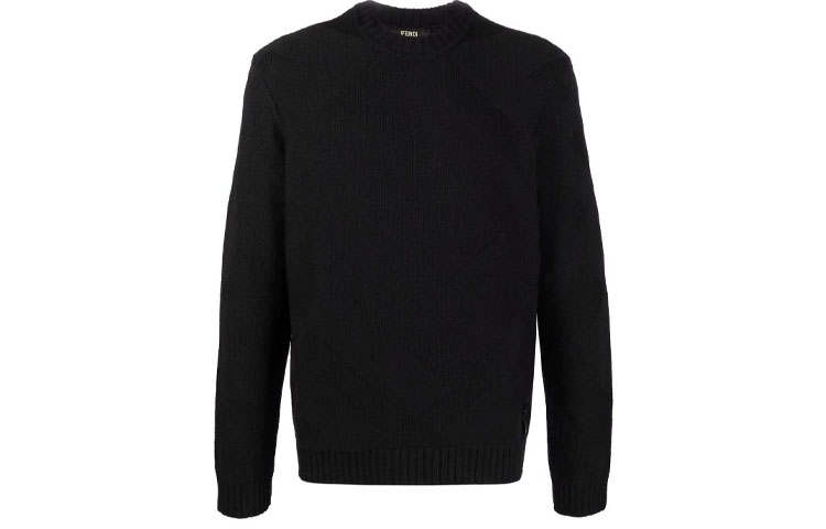 FENDI Sweaters Men's Black Crew Neck Moderate Other