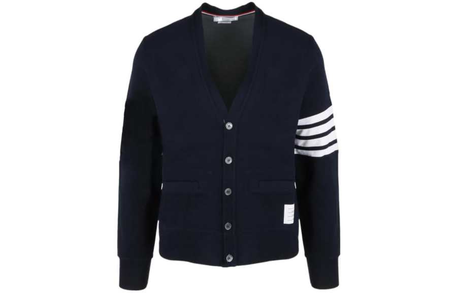 THOM BROWNE THOM BROWNE Sweaters Men's Blue V Neck Moderate Cardigan