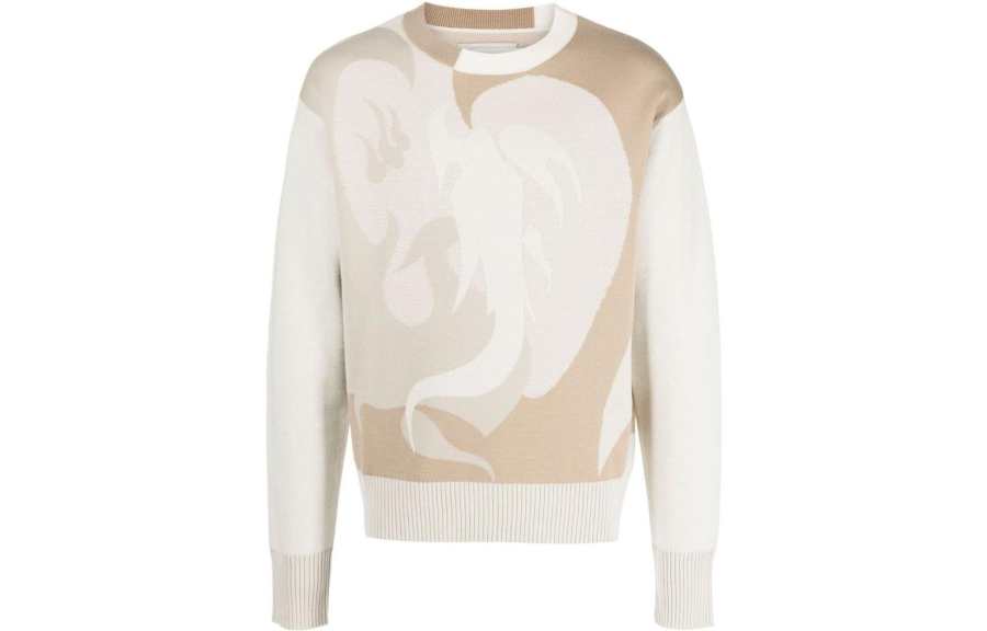 Feng Chen Wang Feng Chen Wang Sweaters Men's Light Beige Crew Neck Moderate Other