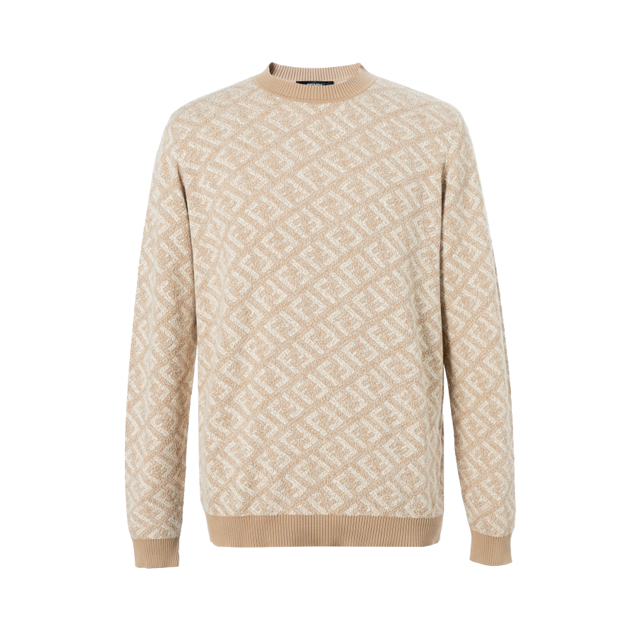 FENDI Sweaters Men's Khaki Crew Neck Moderate Other