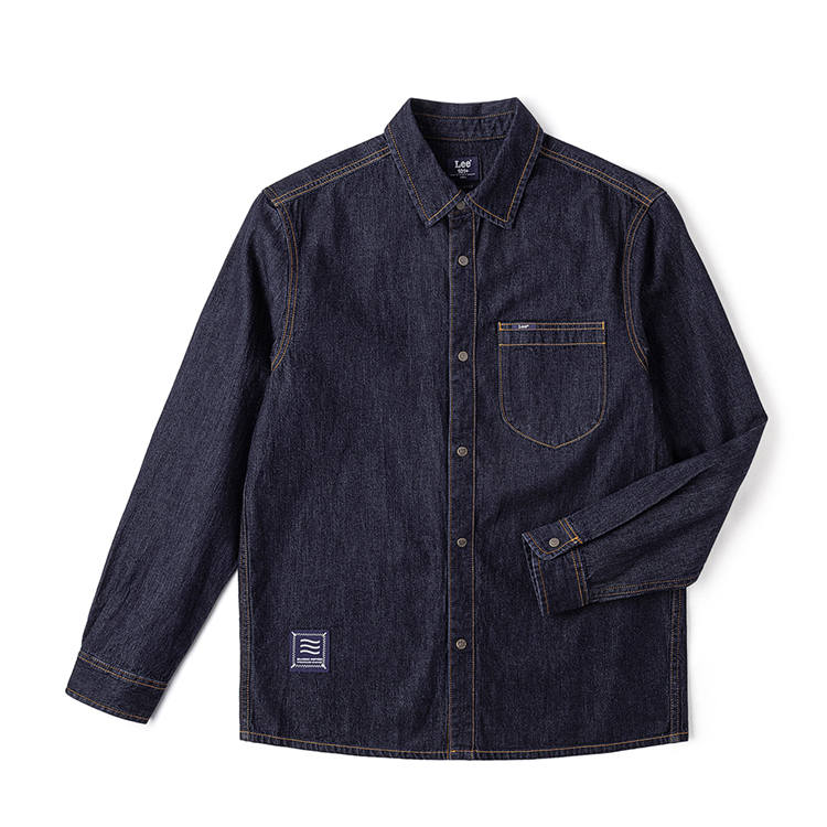 Lee Lee Shirts Men's Washed Lapel Moderate Denim