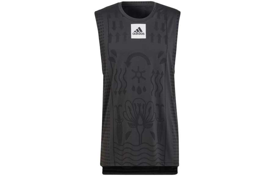 Adidas Adidas Tank Tops Men's Black Crew Neck Straight Fit