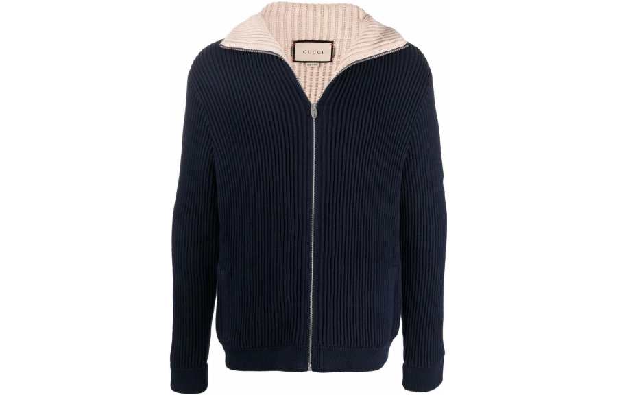 GUCCI GUCCI Sweaters Men's Blue Lapel Moderate