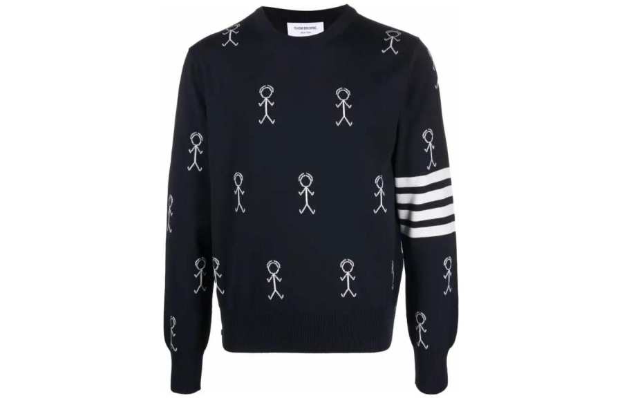 THOM BROWNE THOM BROWNE Sweaters Men's Marine Blue Crew Neck Moderate Other