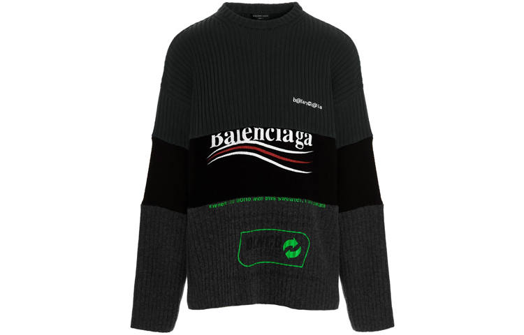 Balenciaga Sweaters Men's Black Crew Neck Moderate Other