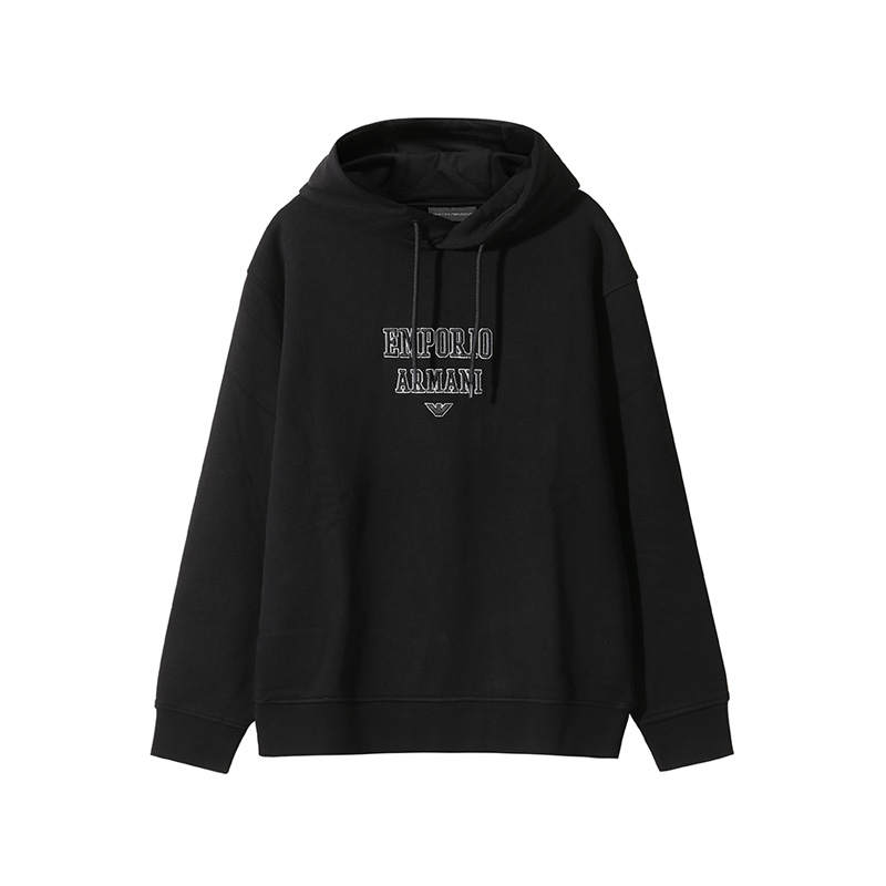 EMPORIO ARMANI Logo Embroidered Drawstring Hoodie