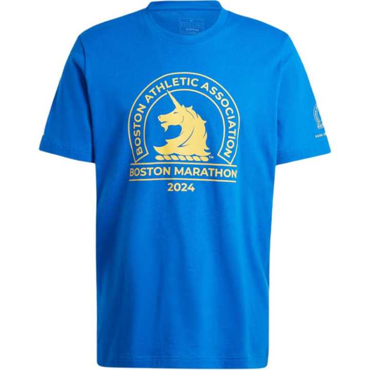 Adidas Adidas Boston Marathon T Shirts Men's Blue Crew Neck Moderate Other