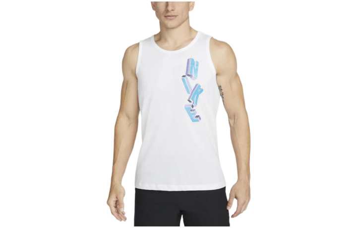 Nike Nike Tank Tops Men's White Crew Neck Moderate Straight Fit