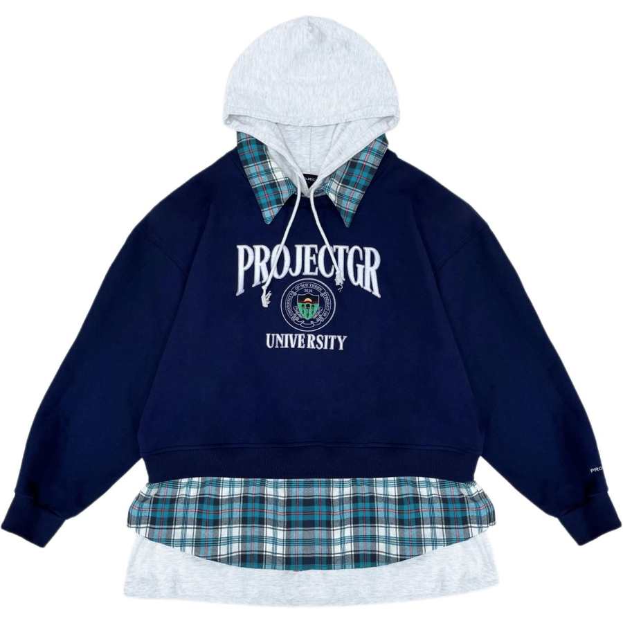 GRAILZ PROJECT G/R 2024 Sweatshirts Unisex Navy Hooded Moderate Mock Two Piece