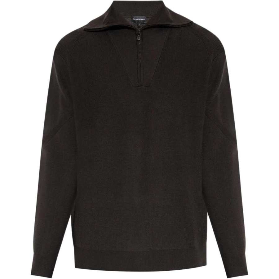 EMPORIO ARMANI Half-zip Fine-ribbed Jumper