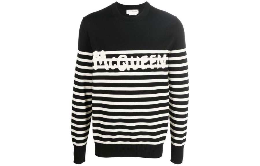 Alexander McQueen 【Previous Season】logo-knit striped cotton jumper