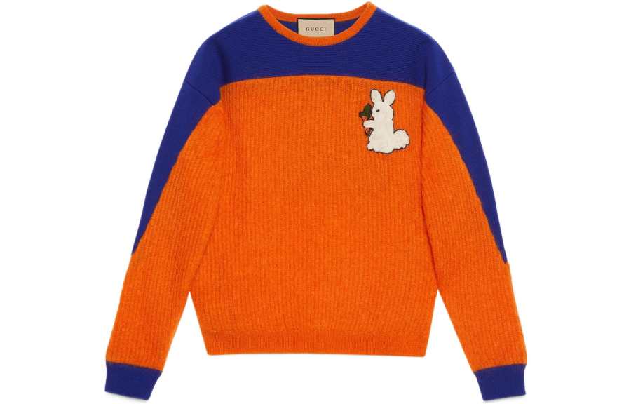 GUCCI Chinese New Year Sweaters Men's Orange Crew Neck Moderate A Line