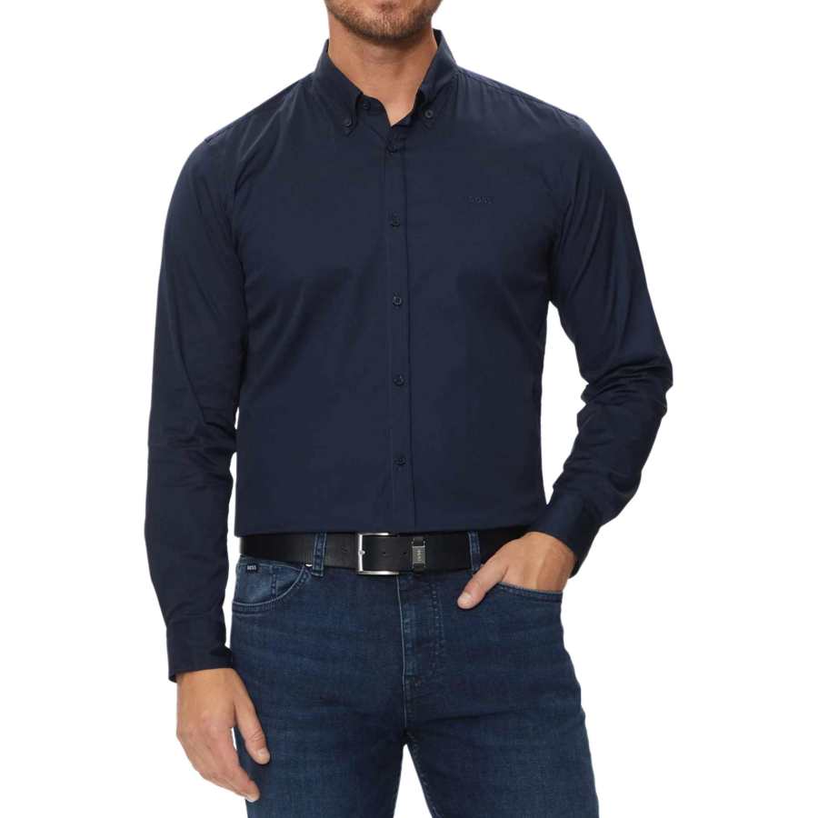 HUGO BOSS Boss HUGO BOSS Logo Embroidered Curved Hem Shirt