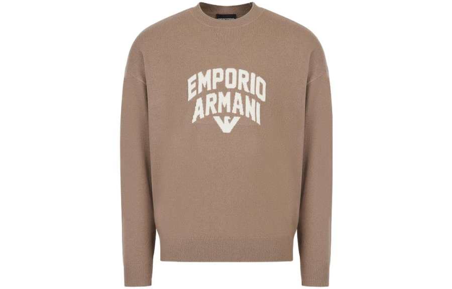 EMPORIO ARMANI Sweaters Men's Oats Brown Crew Neck Moderate Other
