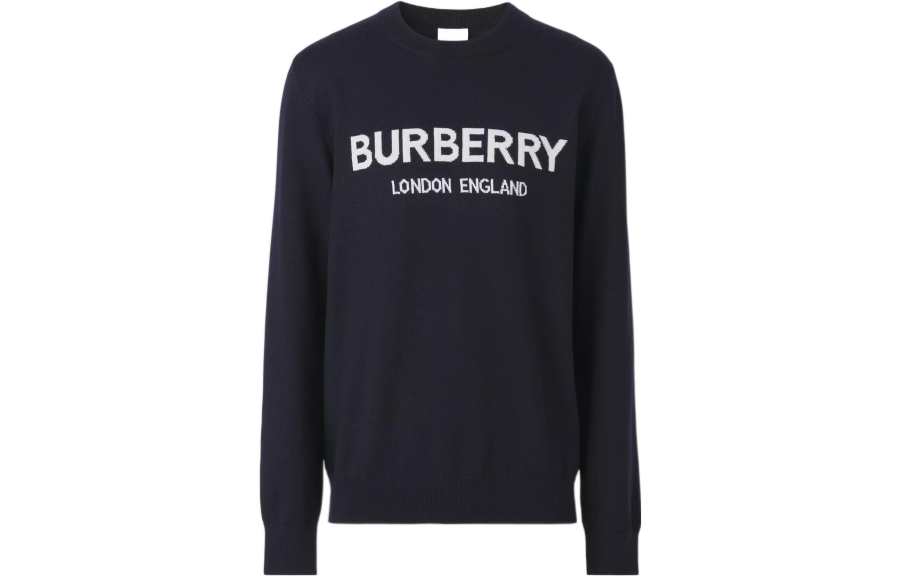 Burberry Logo Intarsia Wool Blend Sweater