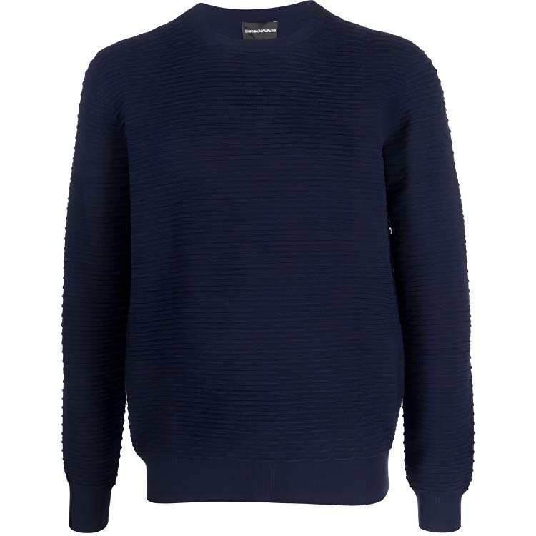 EMPORIO ARMANI Cashmere Sweaters Men's Blue Crew Neck Moderate